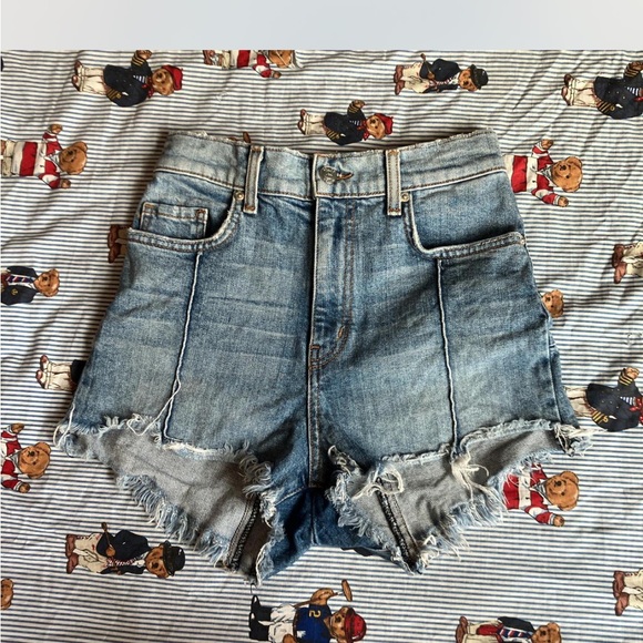Denim Frayed Hem Women's Shorts - Picture 1 of 5